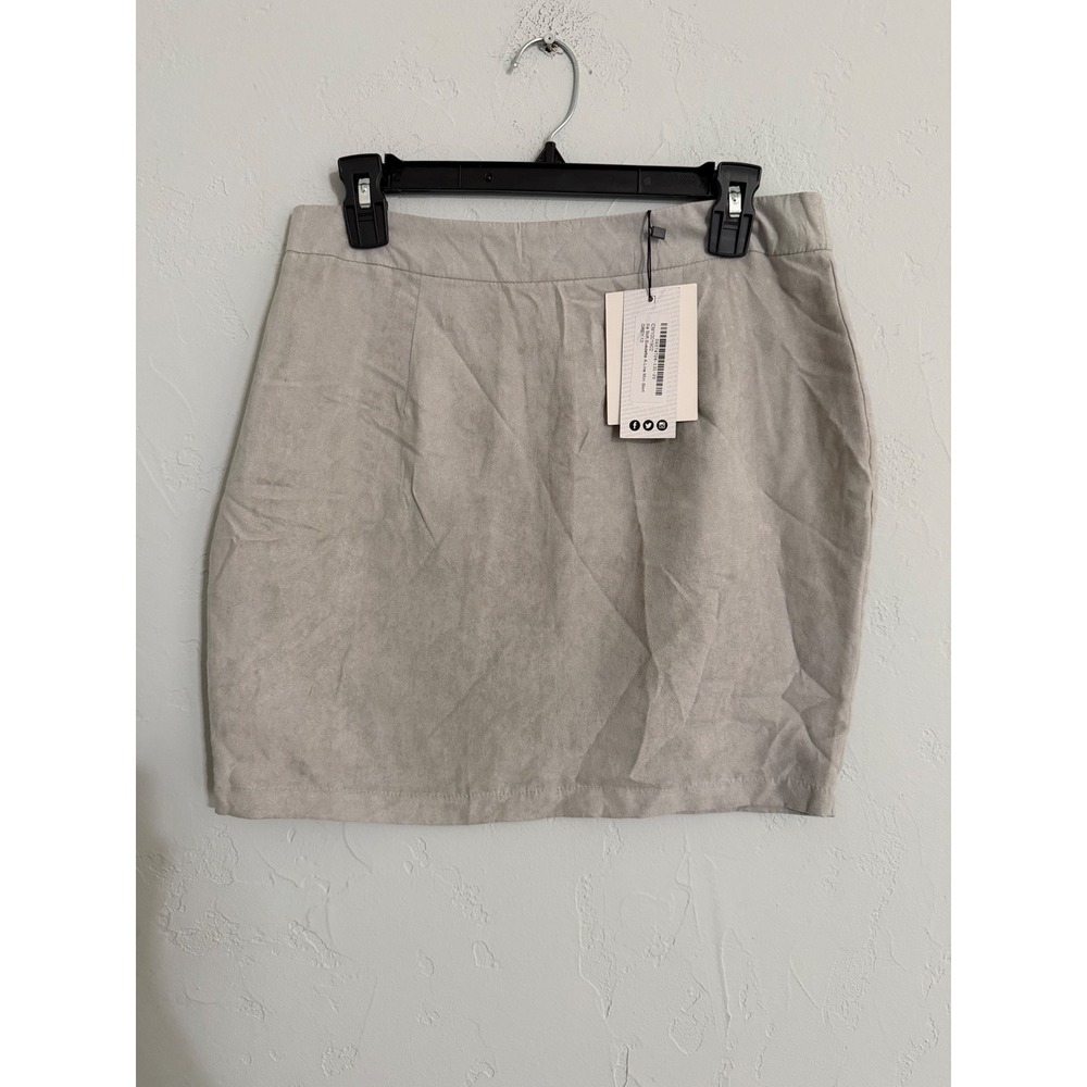 Boohoo Illa Soft Suedette A-Line Mini Skirt Grey Size 8 NWT